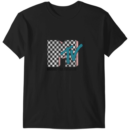 Discover MTVss Checkered Logo Pink Shadow Turquoisess TV Graphic T-Shirts