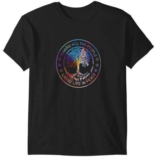 Discover All The People Imagine Living Life In Peace Art Tree T-Shirts