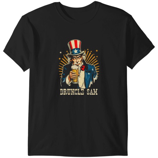 Discover Druncle Uncle US Sam Beer Drinking 4th of July Patriotic T-Shirts