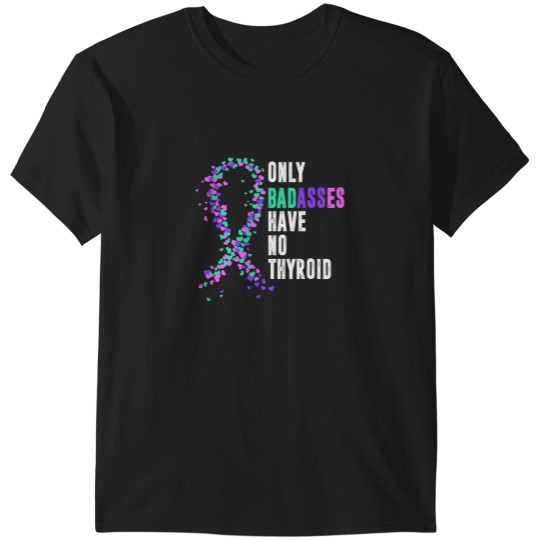 Discover Thyroid Cancer Ribbon Thyroidectomy Removal Surgery Badasses T-Shirts