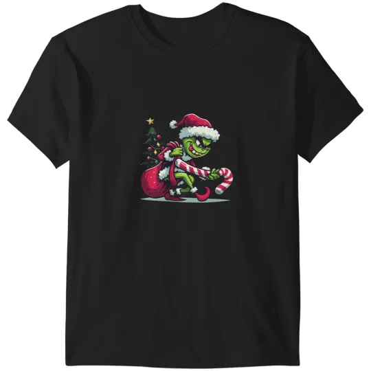 Discover The funny character Christmas Candy Cane Mischief T-Shirts