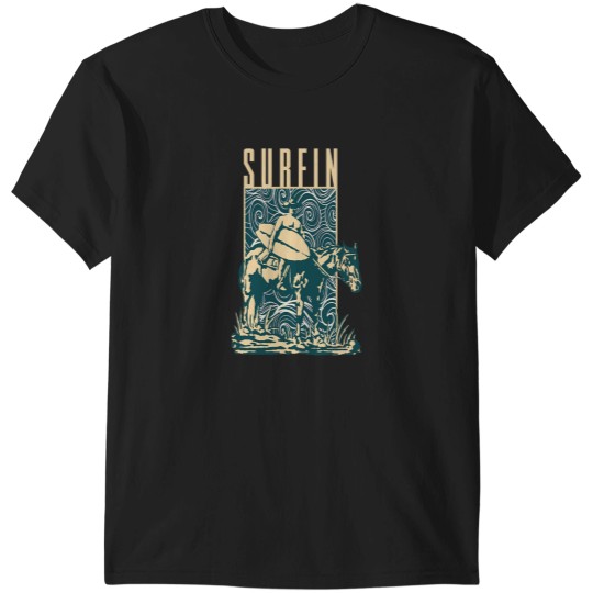Discover Surfin Cowboy Cowboy With Surfboard Surfing Surfer T-Shirts