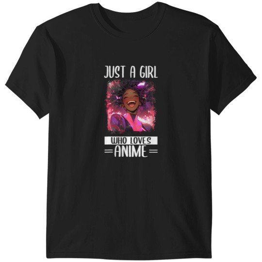 Discover Just A Girl Who Loves Anime Tee African American Afro Otaku T-Shirts
