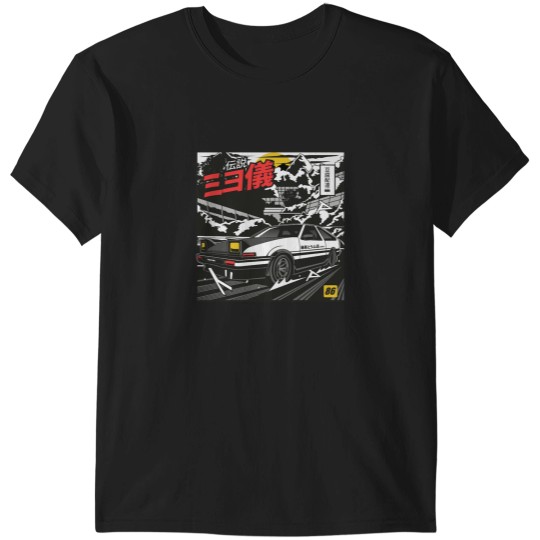 Discover Initial D Takumi Fujiwara Hachiroku Touge Attack! AE86 Trueno T-Shirts