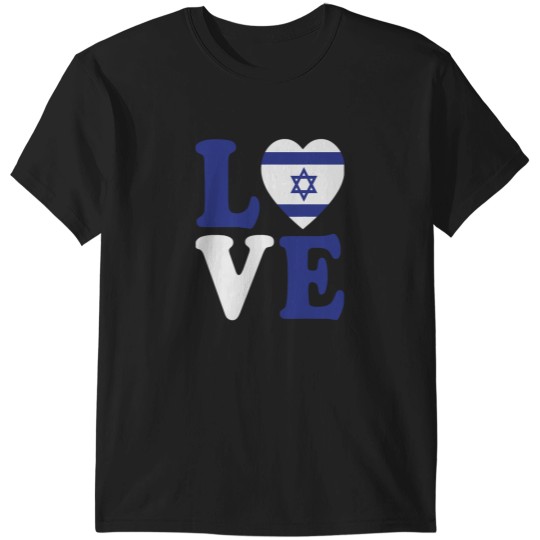 Discover I Love Israel Minimalist Israeli Flag For Women Men T-Shirts