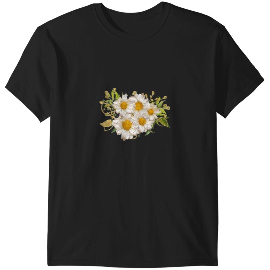Discover White Daisy Pattern Watercolor Floral Gerber Flower Bouquet Blue PaintActive  - 1 T-Shirts