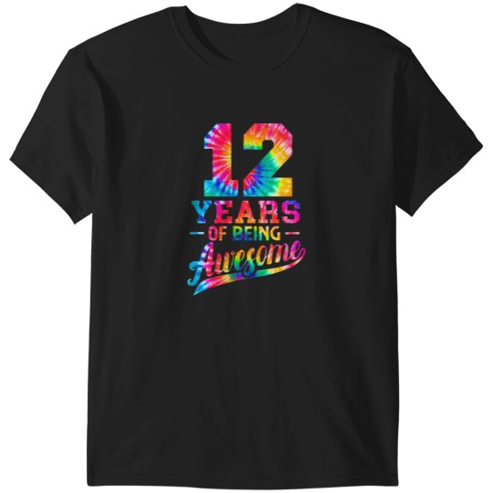 Discover 12 Years Old 12th Birthday Tie Dye Being Awesome Men Women T-Shirts