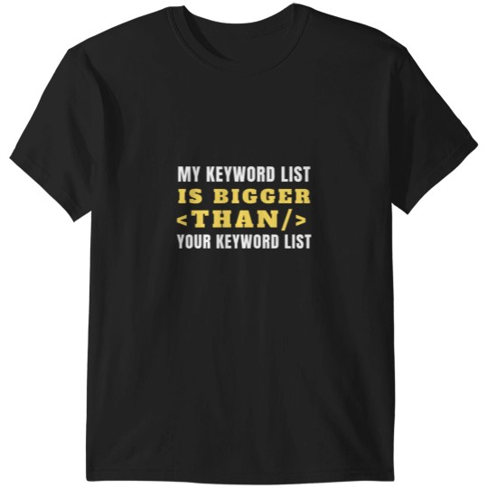 Discover SEO Expert Gift Keyword List SEO Manager T-Shirts