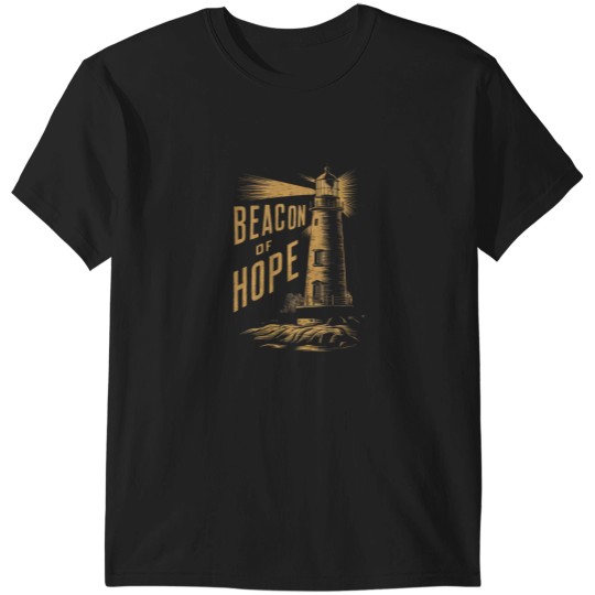 Discover Beacon of Hope Lighthouse Art Inspirational Coastal Drawing T-Shirts