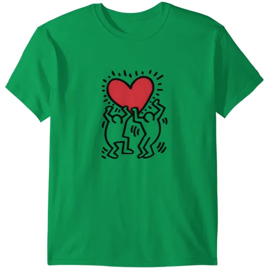Discover Keith Haring T Shirts Men Holding Heart Icon, Street Art T Shirts