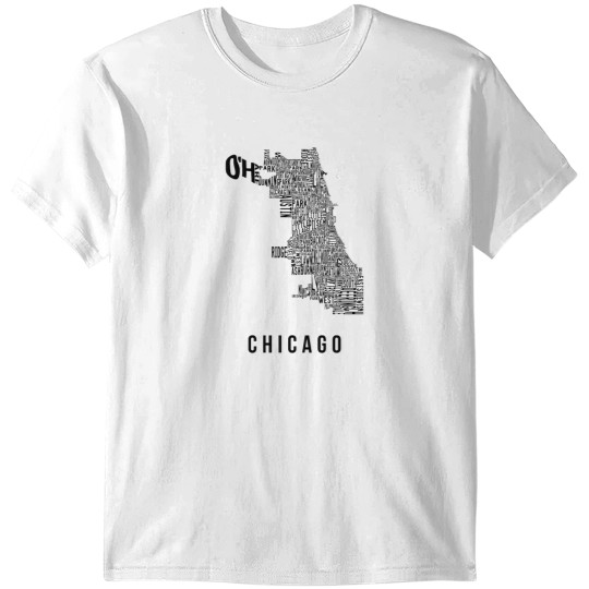 Discover Neighborhoods of Chicago - Black Letters T-Shirts