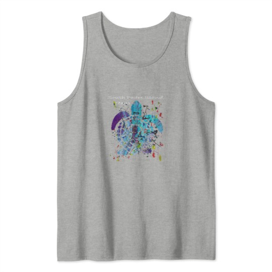 Discover Beach Design South Padre Island Beach, Texas Abstract Sea Turtle Tank Tops