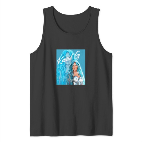 Discover Rectangle Karol  with Blue Hair Illustration Tank Tops