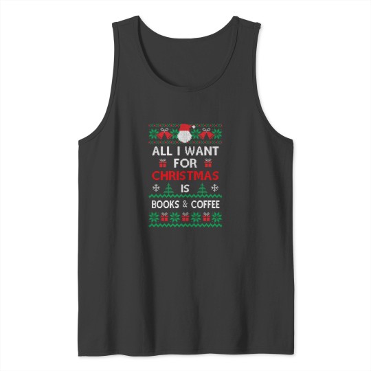 Discover Book Christmas book and coffee Tank Tops