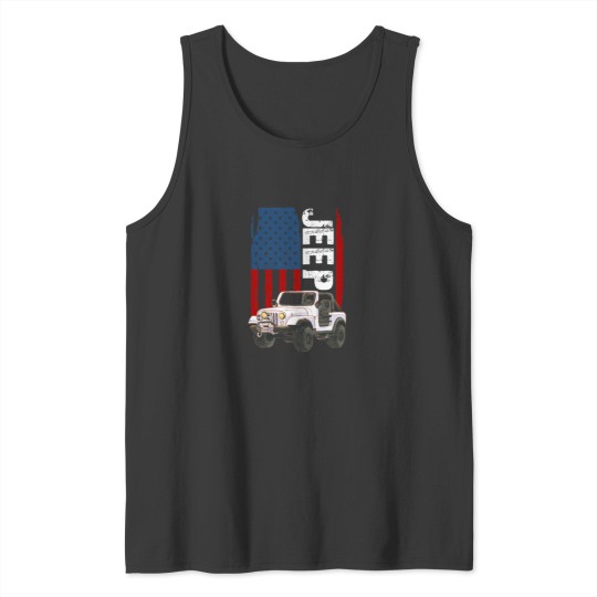 Discover -Jeep-American Flag-Jeep- Tank Tops