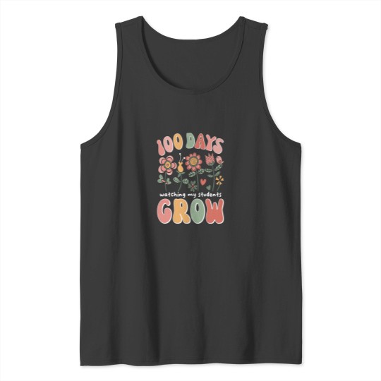 Discover 100 Days Growing Boho Flowers Teacher 100th Day Tank Tops