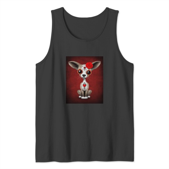 Discover Red Day of the Dead Sugar Skull Chihuahua Puppy Tank Tops