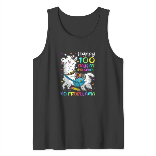 Discover 100 Days Of School Llama 4th Grade Students Teachers Kids 104 Tank Tops