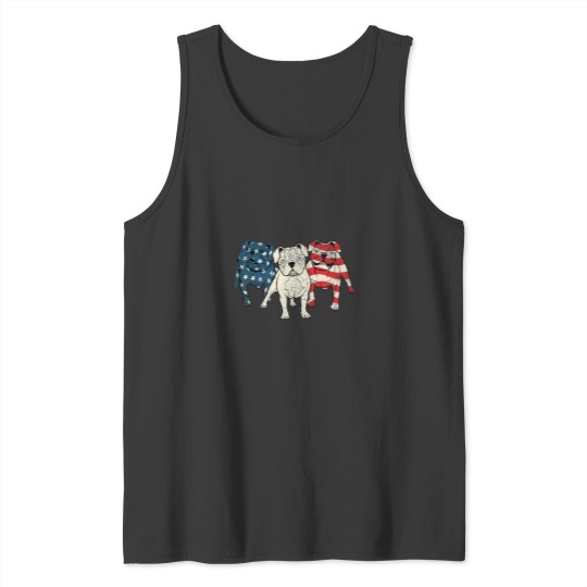 Discover USA American English Bulldog 2Animal Dog Lover Puppy Owner Tank Tops