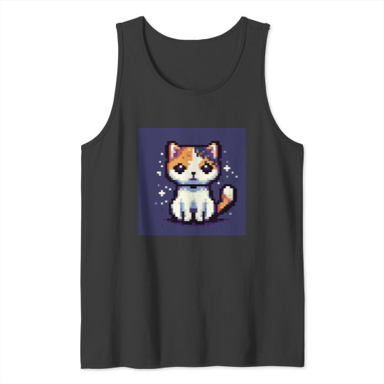 Discover Pixel Calico Cat Tank Tops