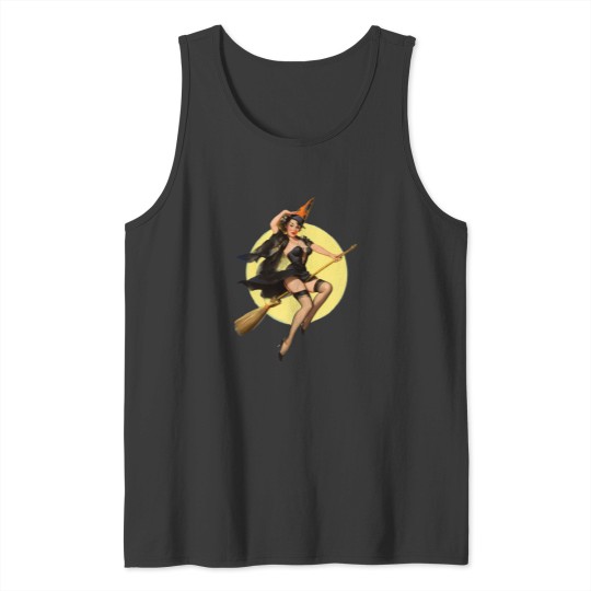 Discover Witch Pinup Girl Halloween Vintage Pin up Tank Tops