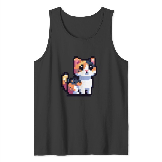 Discover Pixel Calico Cat Tank Tops