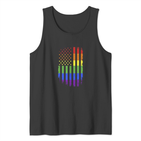 Discover Gay and lesbian pride month support rainbow US american flag Tank Tops