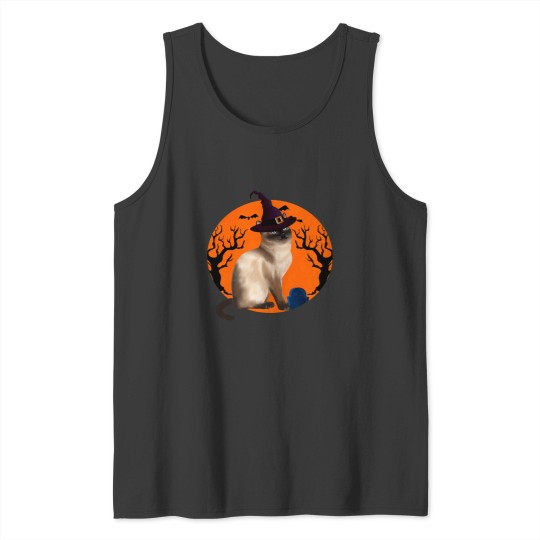 Discover Tonkinese Cat Cute Witch Hat and Moon 116 Tank Tops