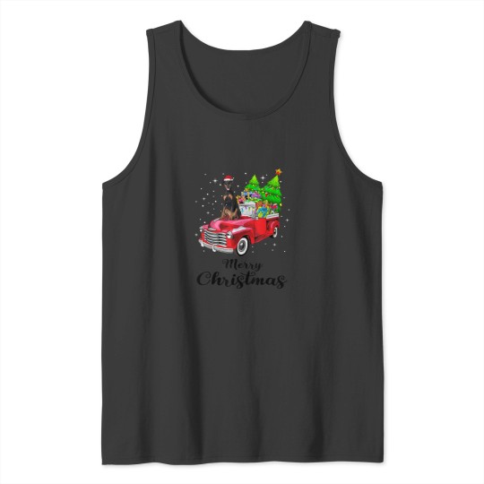 Discover Doberman Pinscher Ride Red Truck Christmas Pajama Tank Tops