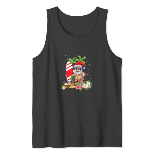 Discover Christmas In July Santa Hawaiian Surfing Summer Surf Tank Tops