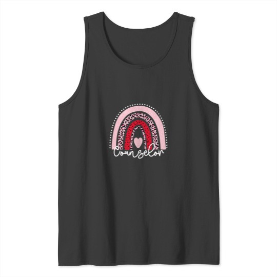 Discover Teacher Job Leopard Rainbow Valentines Day Heart Teacher Counselor Tank Tops