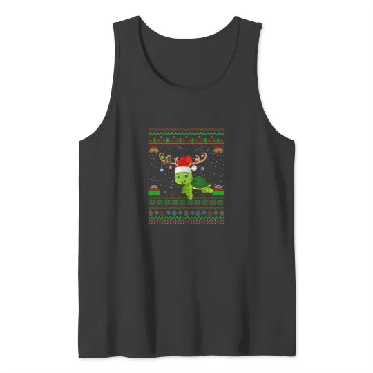 Discover Reindeer Santa Hat Matching Ugly Sea Turtle Christmas Tank Tops