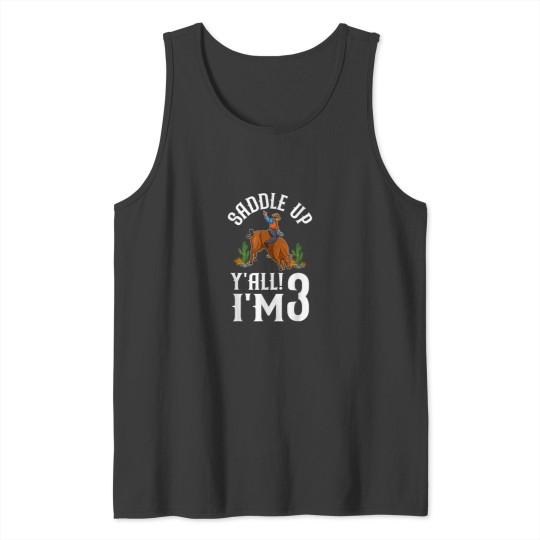 Discover 3rd Birthday Cowboy Boys Birthday Party 3 Year Old Kids 8125 Tank Tops