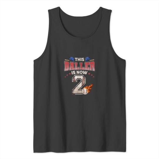 Discover 2nd Birthday Boys Baseball Player  2 Years Old Kids Boy 5358 Tank Tops