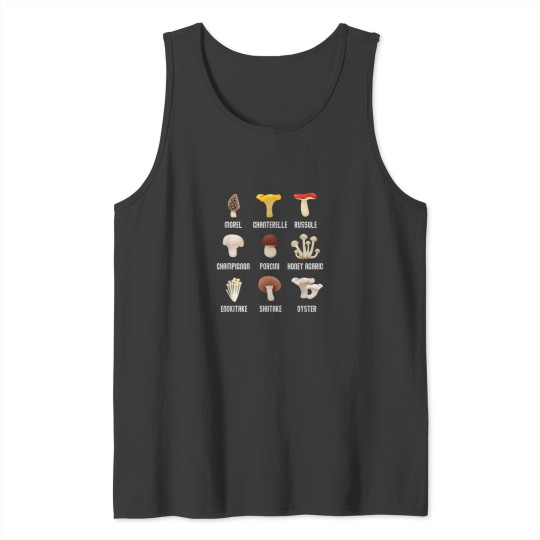 Discover Edible Mushrooms Botanical Chart Edible Mushrooms Tank Tops