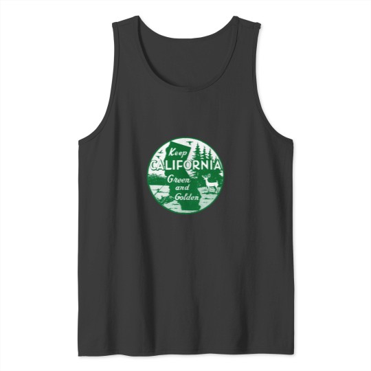 Discover 1960s Keep CaliforniaGreen and Golden Tank Tops