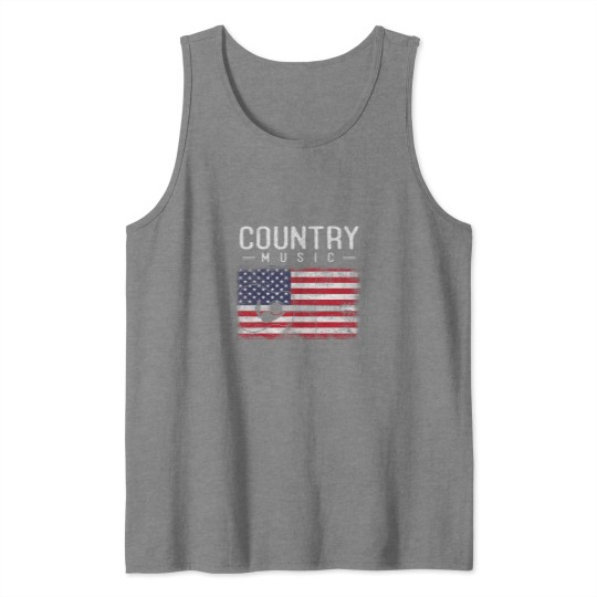 Discover Country Music Vintage Guitar American Flag 21 Tank Tops