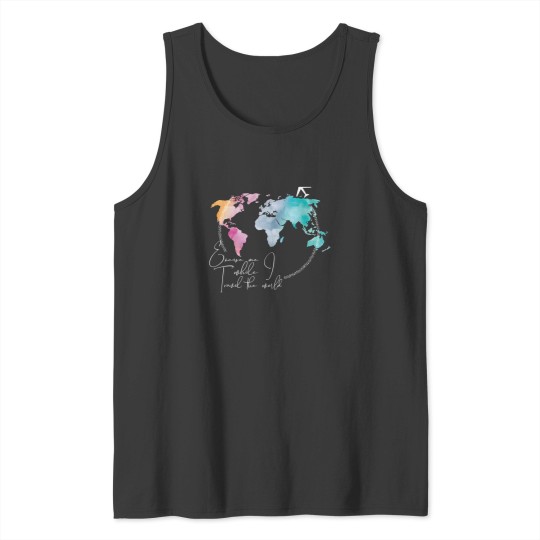 Discover Excuse Me While I Travel The World Map Airplane Travel Lover Tank Tops