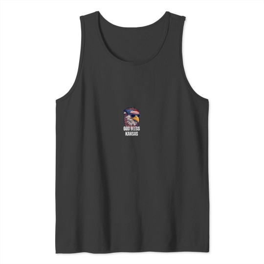 Discover God Bless Kansas Patriotic Bald Eagle American Flag 3409 Tank Tops