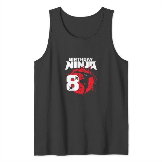 Discover Kids Birthday Ninja 8th Birthday Little Ninja Is 8 Year Old Boys Tank Tops