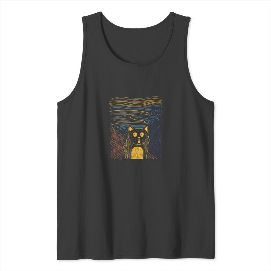 Discover The Scream Funny Art Painting Cat Edvard Munchs Parody 7022 Tank Tops