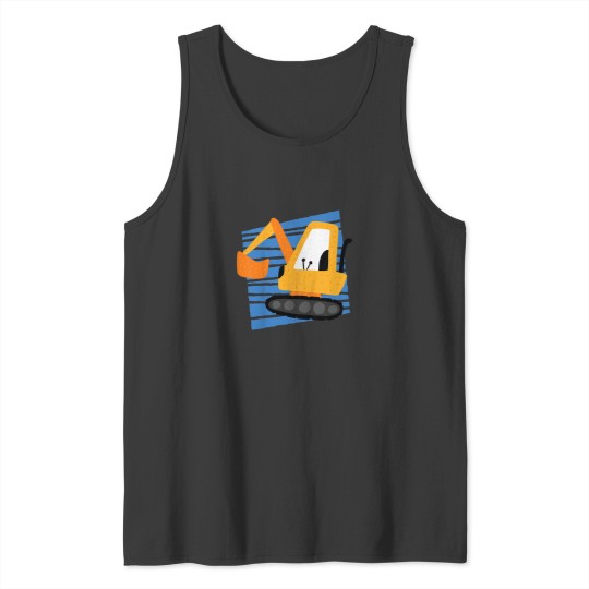 Discover Kids Construction Excavator Machine Cartoon Graphic for Tank Tops