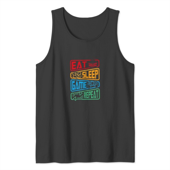 Discover Eat Sleep Game Repeat Tank Tops, Youtuber Gamer Tank Tops
