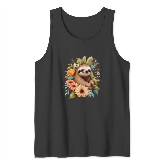 Discover Sloth Lover Tank Tops with Floral and Graphic Designs
