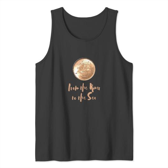 Discover 1939 Palestinian Coin Tank Tops with From the River to the Sea as a Caption