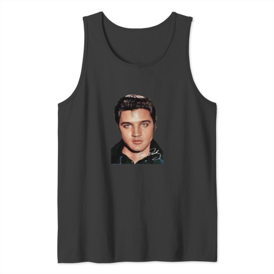 Discover Elvis Presley Signature Tank Tops Short Sleeve Cotton White Women Men S to 5XL