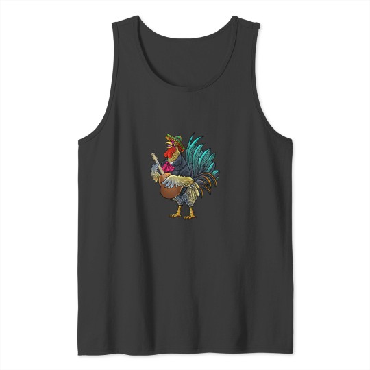 Discover Giant Rooster Guitaring Funny Chicken Gallo Playing Guitar Tank Tops