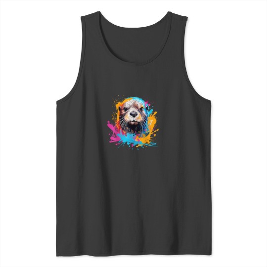 Discover Sea Otter Animals Lover Colorful Splash Art Tank Tops