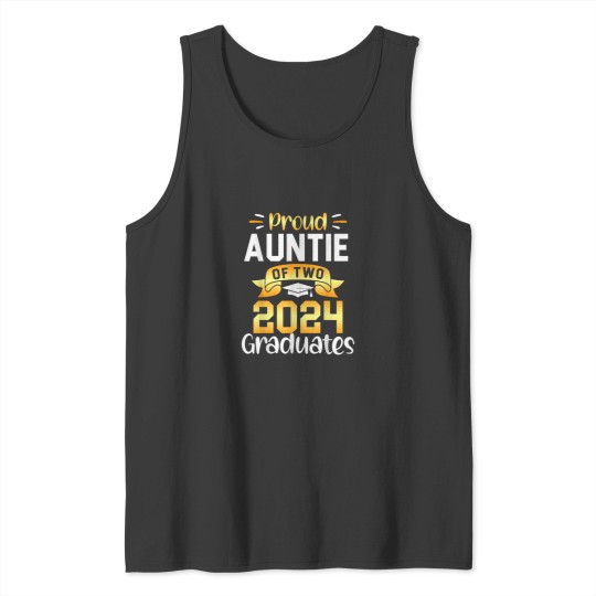 Discover Proud Auntie of 2024 Graduates Twin Family Graduation Day Tank Tops