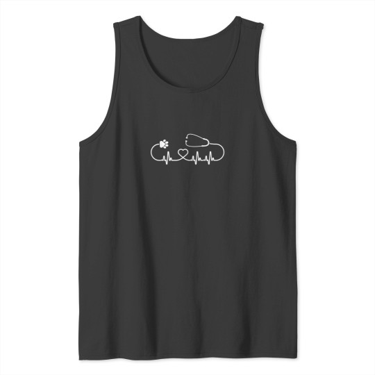 Discover Cool Veterinarian Heartbeat Funny Veterinary Worker Gift Tank Tops
